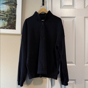 ALO Yoga Men's Renown Heavy Weight 1/4 Zip Black Zip-Up Sweater